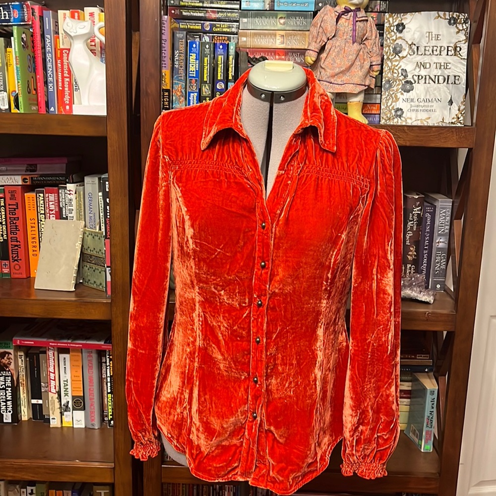 Ryan Michael Silk Velvet Blouse